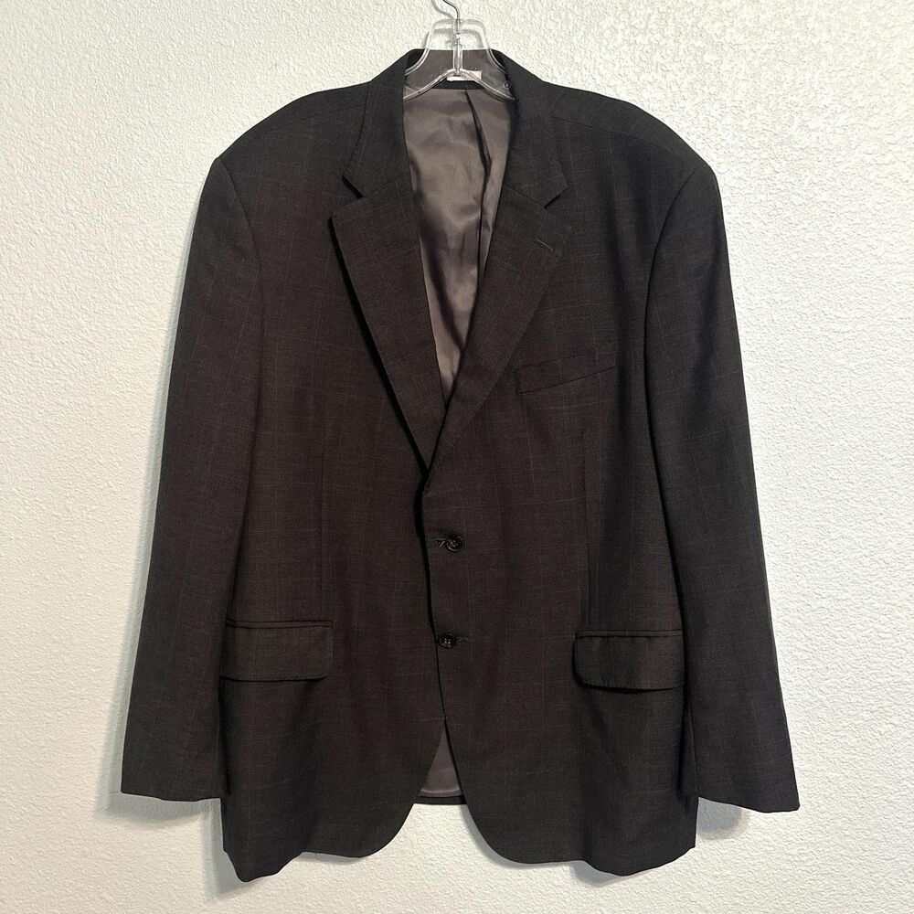 Peter Millar Jacket Men 48R Gray Blazer Wool Long Sleeve Check Lined